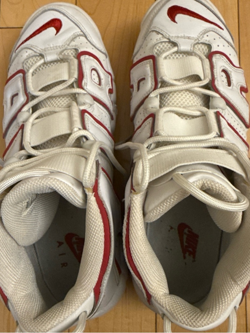 Nike White & Red mens Air More Uptempo Basketball Sneakers Sz 10 - Picture 11 of 16